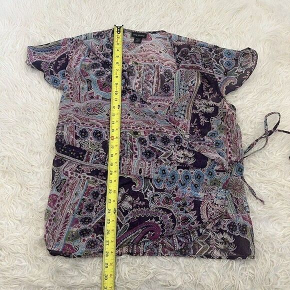 Lane Bryant Purple Paisley Plus Size 22/24 Wrap Blouse Floral Peasant bohemian - Picture 6 of 12